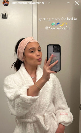 Summer Rachel Warren getting ready for bed in the Too Cozy robe